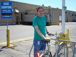 An employee at Dart Container uses his bike to make trips between company facilities during the work day.